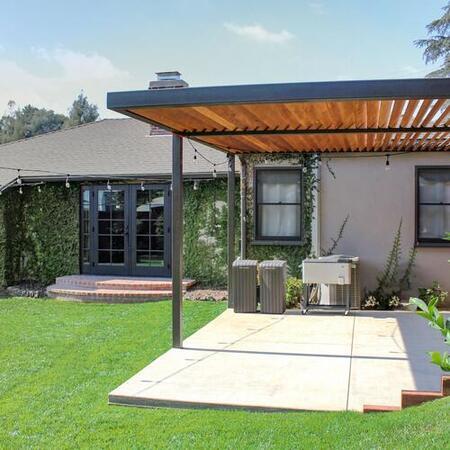 Metal and Redwood Pergola