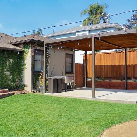 Metal and Redwood Pergola